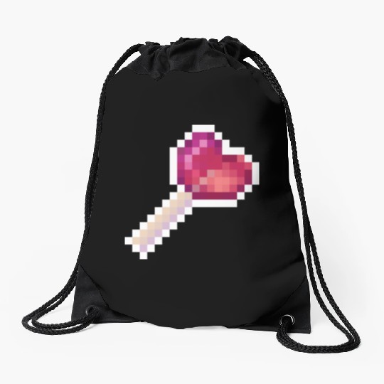 Pixel Art Sprite Cute Heart Lollipop Drawstring Bags