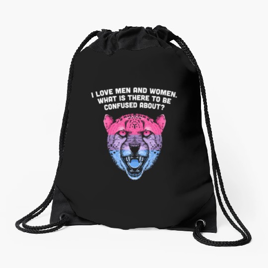 I Love Men and Women Bisexual LGBTQ Bi Pride Gay L Drawstring Bags