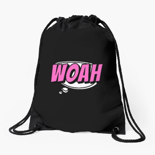woah surprise Drawstring Bags