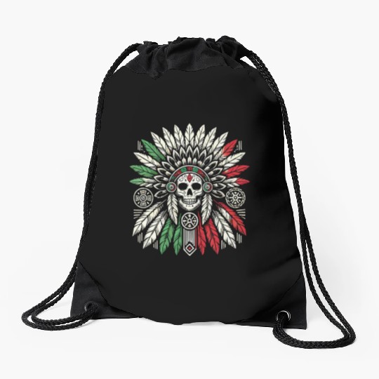 Aztec Warrior Indigenous Mexican Aztec Jaguar Drawstring Bags