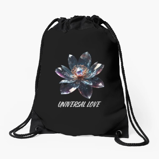 Cosmic Crystal Glass Flower "UniversalLove" Drawstring Bags