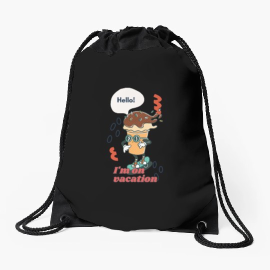 Funny joyful Cool Vacation Ice Cream Cone Drawstring Bags