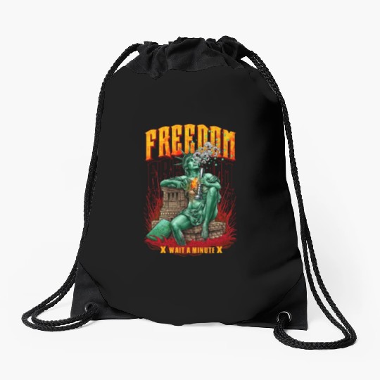 statue of liberty smoking #1 Drawstring Bags
