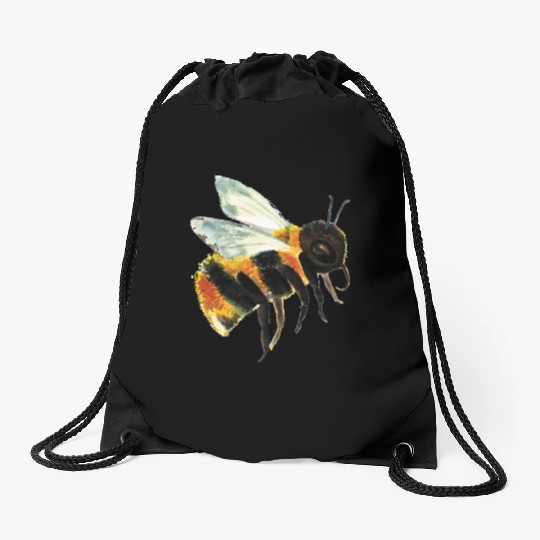 Cute Bumble Bee Flying Illustration Drawstring Bags