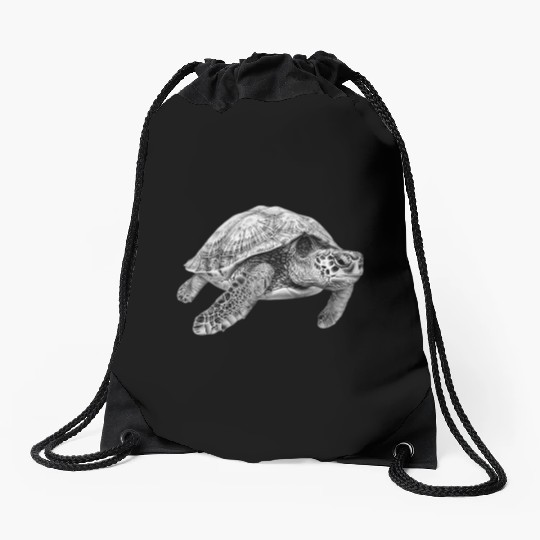 Serene Sea Turtle Drawstring Bags