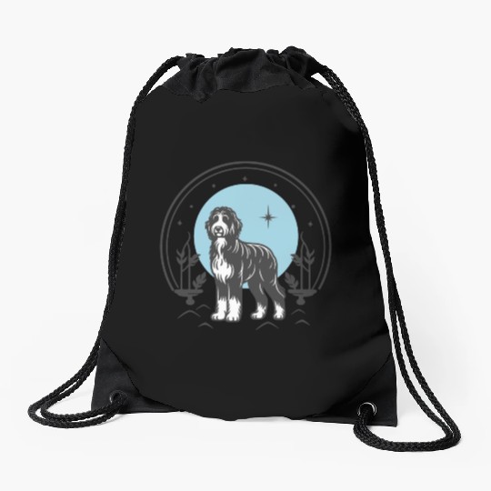 Bernedoodle Tarot Card Dog | Celestial and Starsee Drawstring Bags