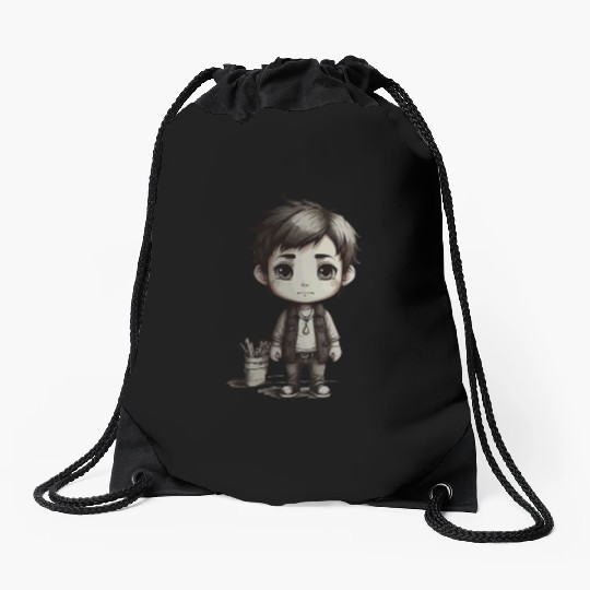 Chibi Character Illustration Drawstring Bags