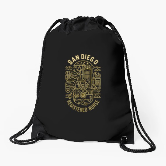 San Diego Registered Nurse Graphic Design Drawstring Bags