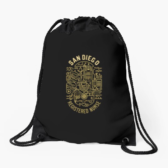 San Diego Registered Nurse Graphic Design Drawstring Bags