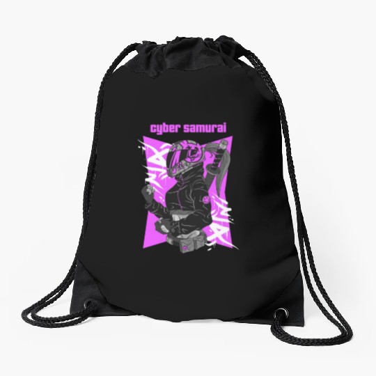 Cyber Samurai Drawstring Bags