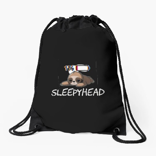 Sleepyhead funny meme sloth Drawstring Bags