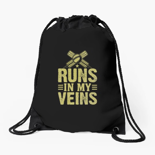 Cricket runs in my Veins Cricket Drawstring Bags