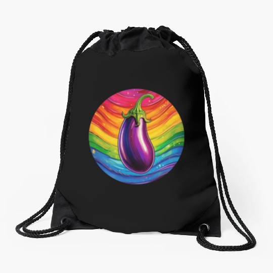 LGBTQ Eggplant Drawstring Bags