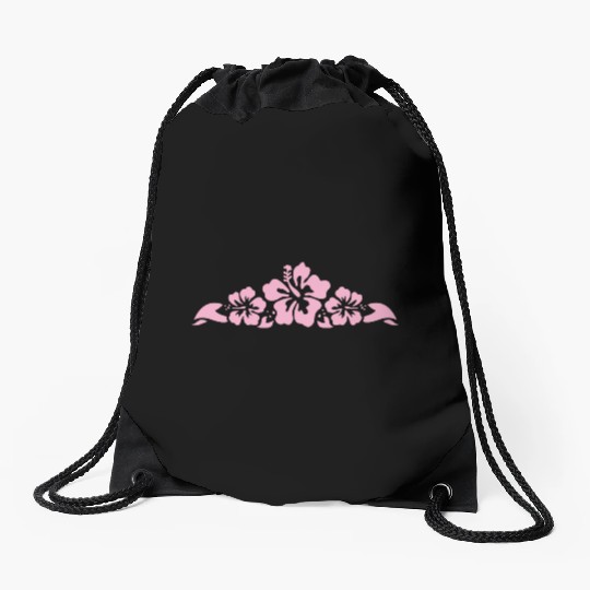 Hibiscus and Leaves Drawstring Bags