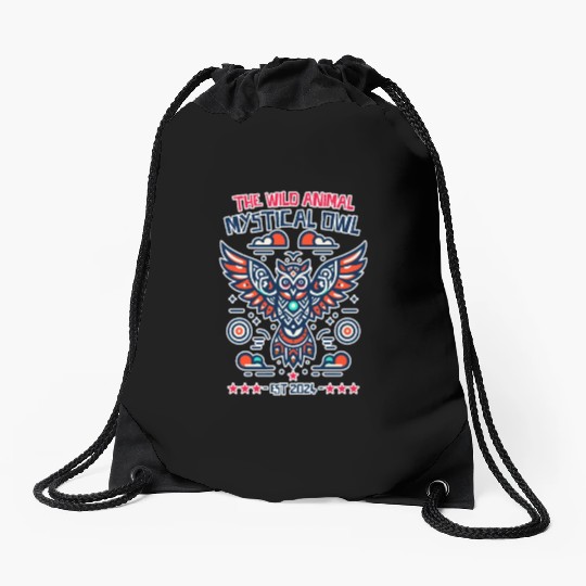 supernatural mystical owl Drawstring Bags