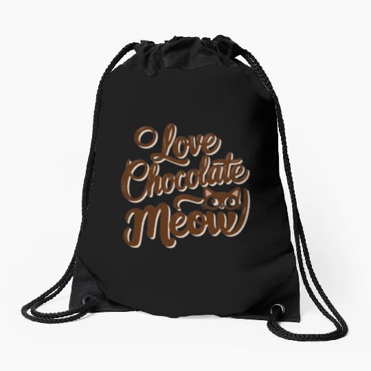 I love chocolate & cats Drawstring Bags