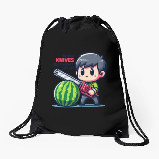 Cutting Watermelon - Melon Chainsaw Drawstring Bags