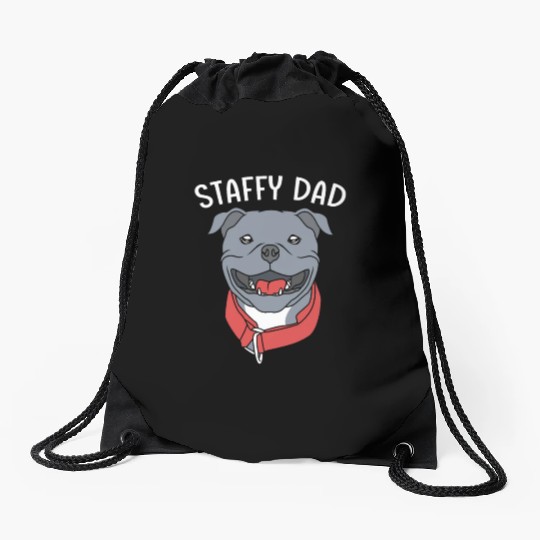 Fathers Day Dog Dad Staffordshire Terrier Drawstring Bags