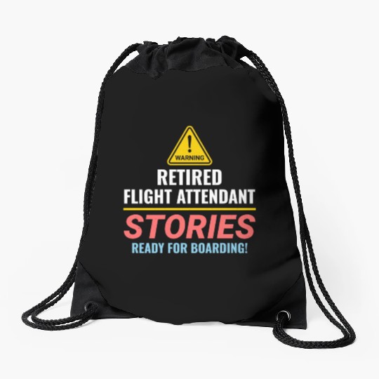 Retired Flight Attendant Aviation Cabin Crew Drawstring Bags