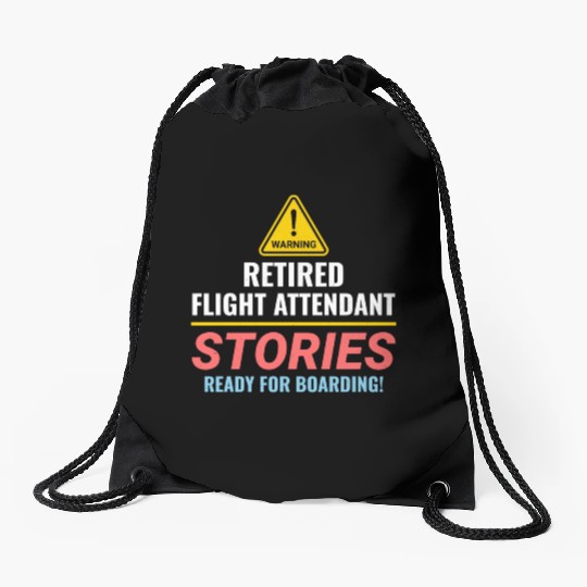 Retired Flight Attendant Aviation Cabin Crew Drawstring Bags