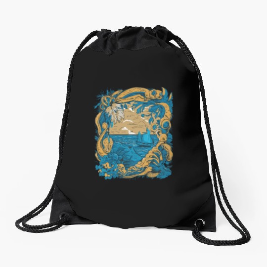 Sun Kissed Shores A Mediterranean Odyssey Drawstring Bags