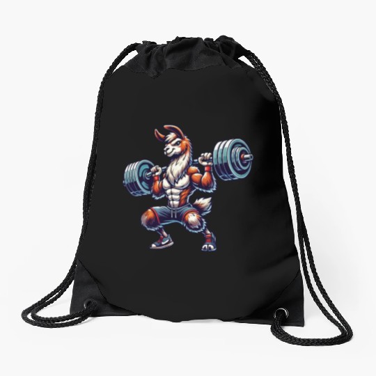 Llama Alpaca Barbell Weightlifting Workout Drawstring Bags