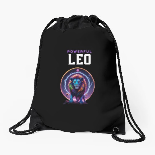 Astrology Leo a Powerful Lion Drawstring Bags