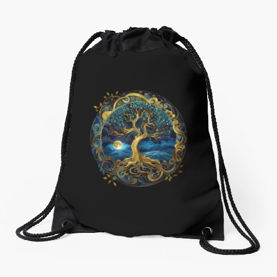 Irish Nordic Celtic Tree of Life Yggdrasil Drawstring Bags