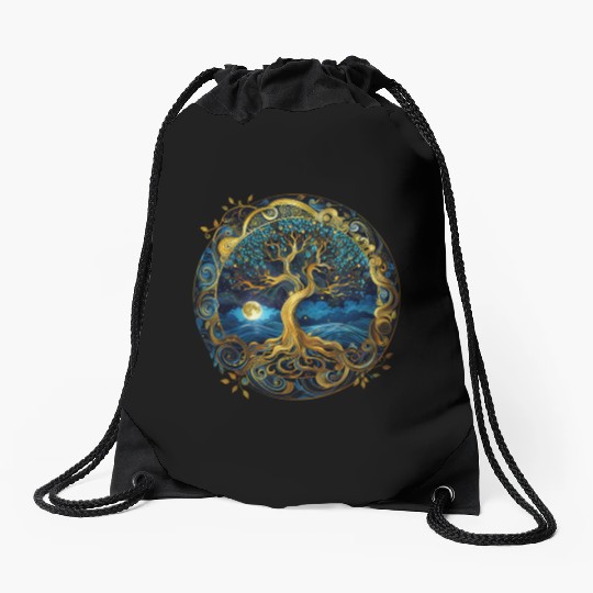 Irish Nordic Celtic Tree of Life Yggdrasil Drawstring Bags