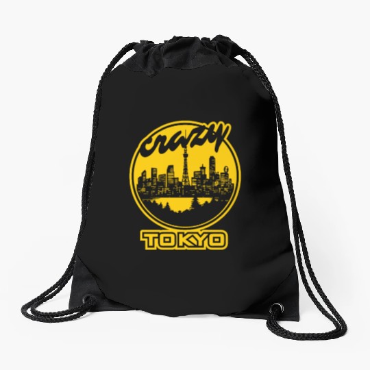 Crazy yellow Tokyo Drawstring Bags