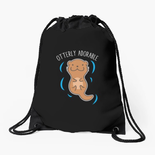 Otterly Adorable Cute Sea Otter Funny Animal Lover Drawstring Bags