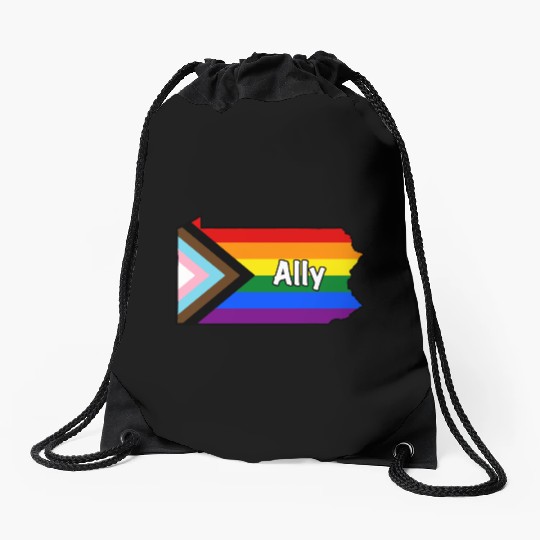 Pennsylvania Pride Ally Progress Flag Drawstring Bags