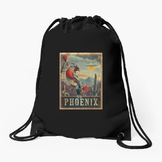 Retro Phoenix Arizonna Drawstring Bags