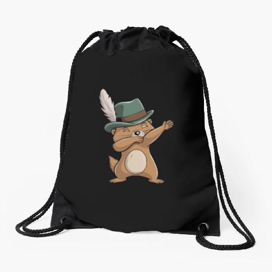 Groundhog Marmot for a Marmot lover groundhog fan Drawstring Bags