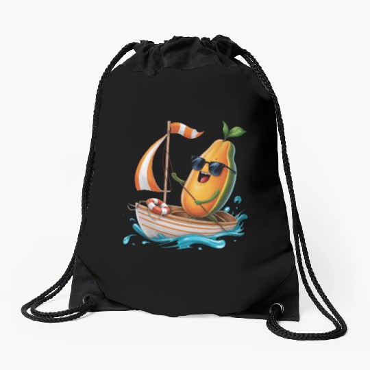 Fruit Boating Papaya Drawstring Bags