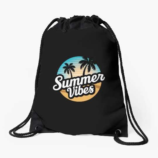 Tropical Sunset Escape Drawstring Bags