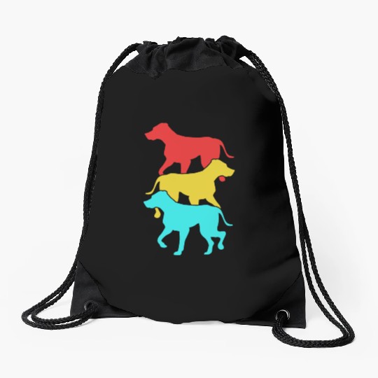 Colorful Retro Silhouette Rhodesian Ridgeback Dog Drawstring Bags