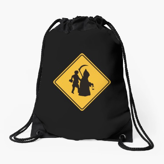 Death Angel Site - Weird Road Sign Drawstring Bags