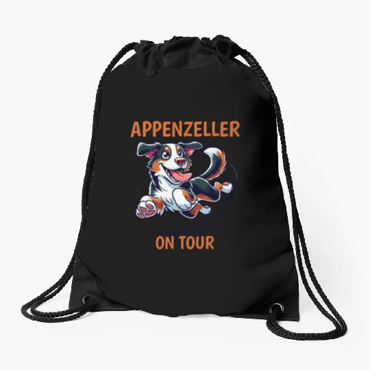 Appenzeller On Tour Funny Dog Lover Graphic Drawstring Bags