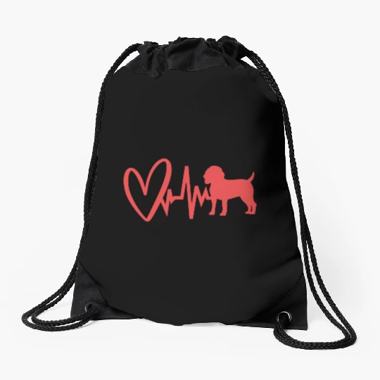 Beagle Dad Dog Lover Heartbeat Beagle Drawstring Bags