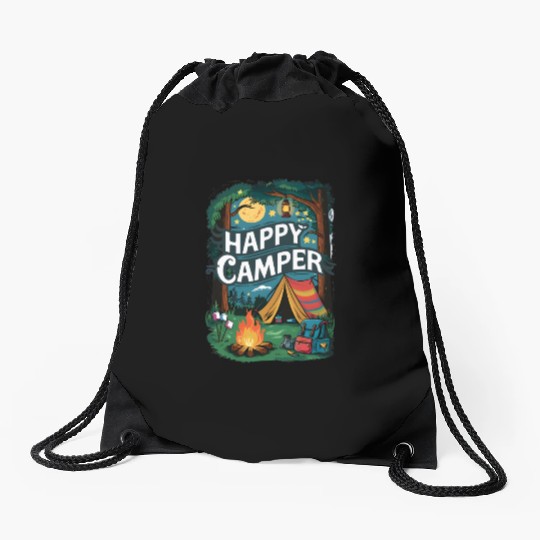 Happy Camper Delight Drawstring Bags
