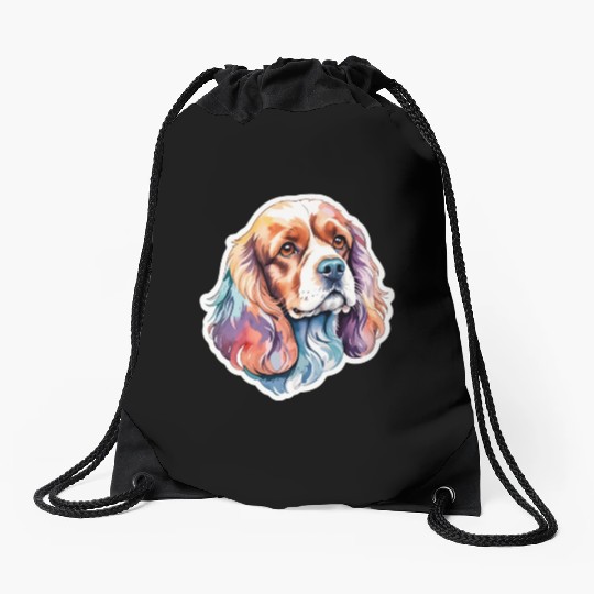 American Cocker Spaniel Watercolor Drawstring Bags