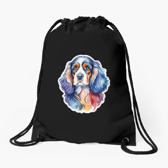 American Cocker Spaniel Watercolor Drawstring Bags