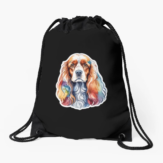 American Cocker Spaniel Watercolor Drawstring Bags