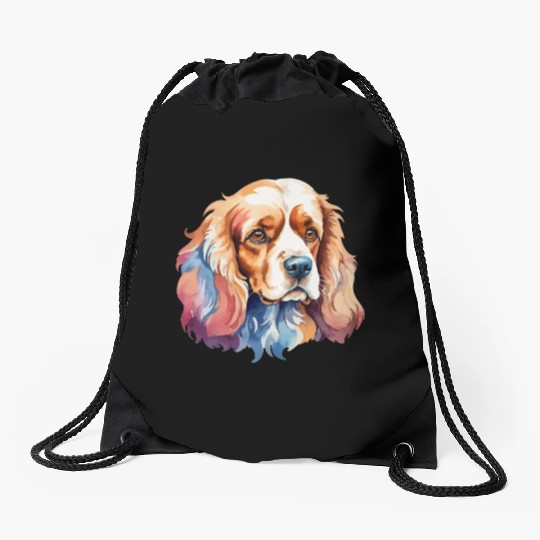 American Cocker Spaniel Watercolor Drawstring Bags