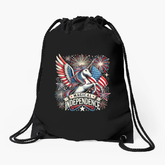 Star-Spangled Unicorn with American Pride and Drawstring Bags