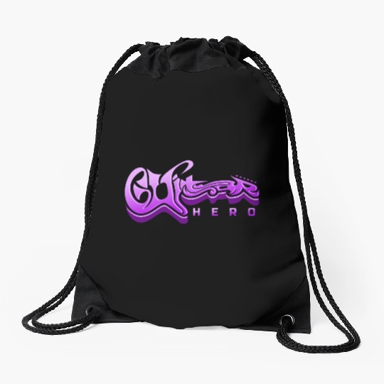 Guitar Hero - Typography Design Drawstring Bags