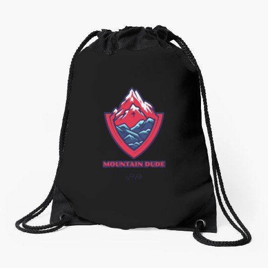 mountain dude Drawstring Bags