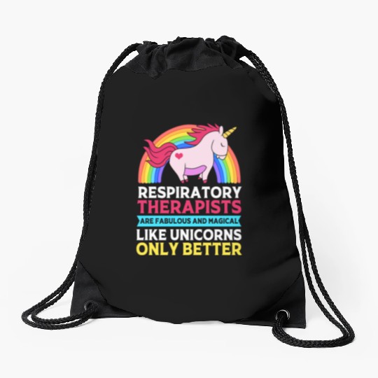 Cute Respiratory Therapist Rainbow Unicorn Drawstring Bags