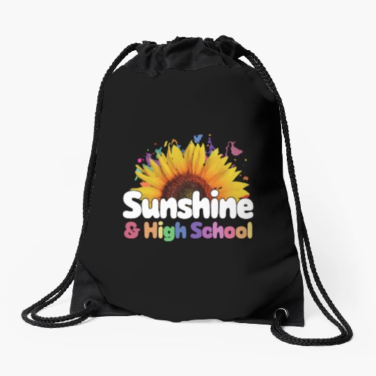 Sunshine and High School Back to School Drawstring Bags